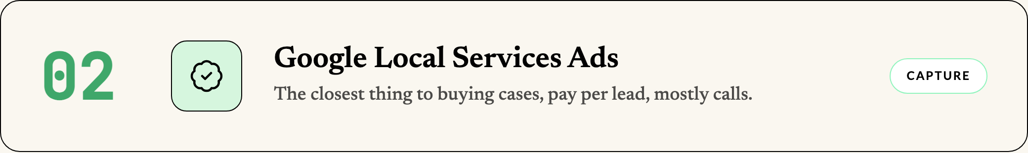 Google Local Services Ads: pay-per-lead calls from high-intent legal searches